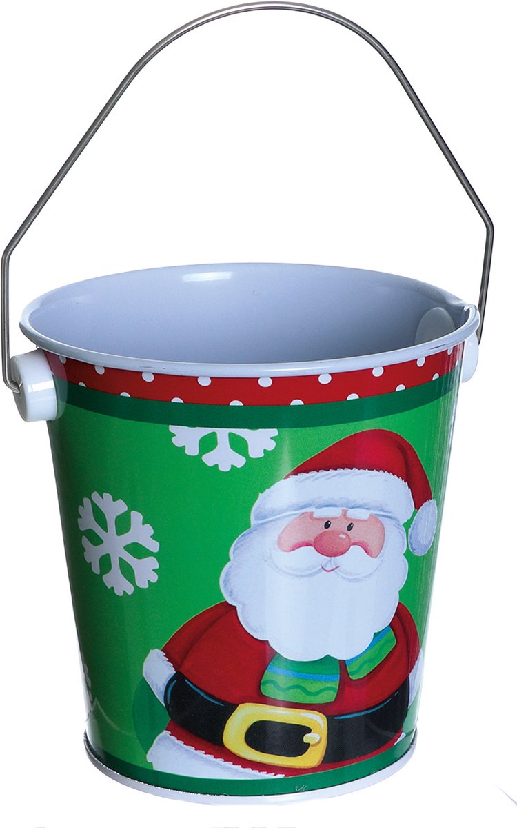 4x metalen snoepemmer emmertje geschenkdoos kerstman kerst RVS decoratie